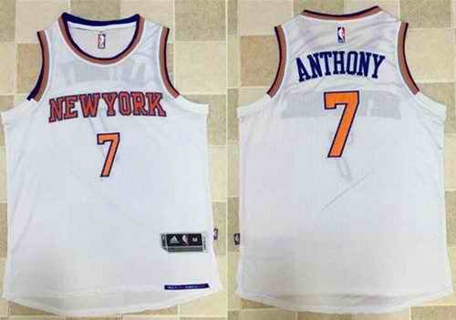 Knicks #7 Carmelo Anthony White Revolution 30 Stitched NBA Jersey