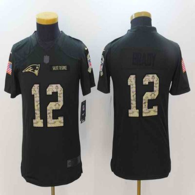 Youth New England Patriots #12 Tom Brady Black Salute to Service Limited Stitched NFL Jersey