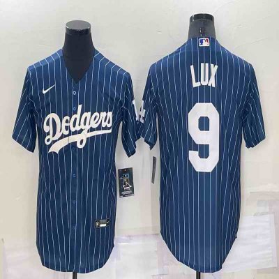 Men's Los Angeles Dodgers #9 Gavin Lux Navy Cool Base Stitched Jersey