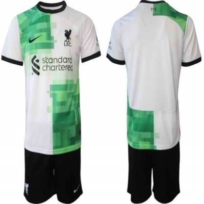 Men's Liverpool Custom 2023/24 White/Green Away  Soccer Jersey Suit