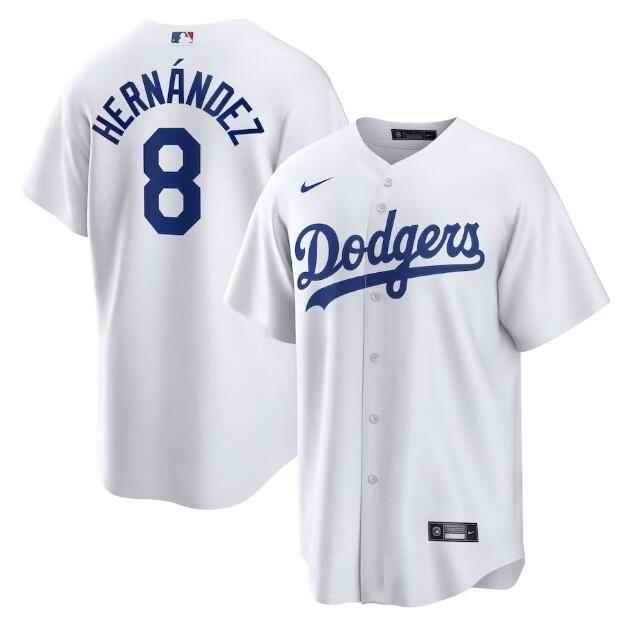 Men's Los Angeles Dodgers #8 Kik' Hern'ndez White Cool Base Stitched Jersey