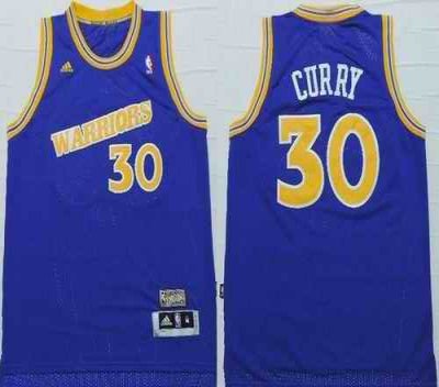 Warriors #30 Stephen Curry Blue Throwback Stitched NBA Jersey