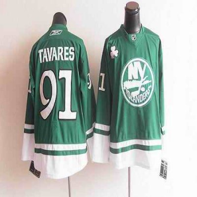 Islanders St Patty's Day #91 John Tavares Green Stitched Youth NHL Jersey