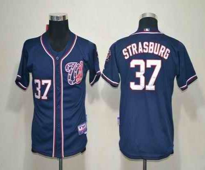 Nationals #37 Stephen Strasburg Blue Cool Base EStitched Youth MLB Jersey