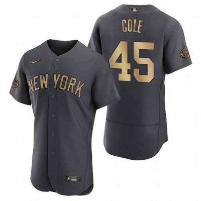 Men's New York Yankees #45 Gerrit Cole 2022 All-Star Charcoal Flex Base Stitched Baseball Jersey