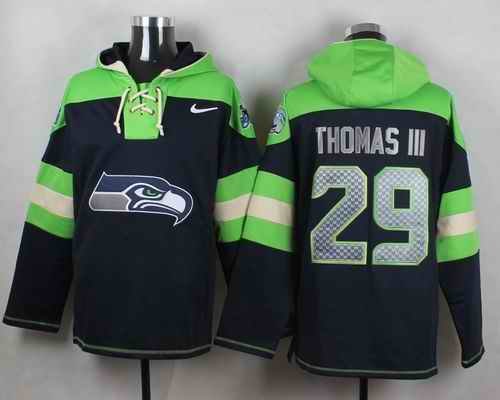 Nike Seahawks #29 Earl Thomas III Steel Blue Player Pullover NFL Hoodie