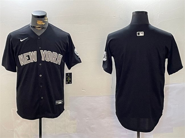 Men's New York Yankees Blank Black With Patch Limited Stitched Baseball Jersey