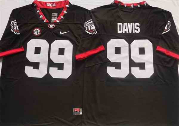 Men's Georgia Bulldogs #99 DAVIS Black College Football Stitched Jersey