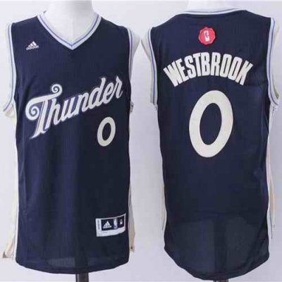 Thunder #0 Russell Westbrook Navy Blue 2015-2016 Christmas Day Stitched NBA Jersey