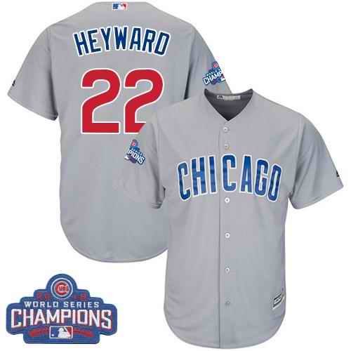 Cubs #22 Jason Heyward Grey Road 2016 World Series Champions Stitched Youth MLB Jersey