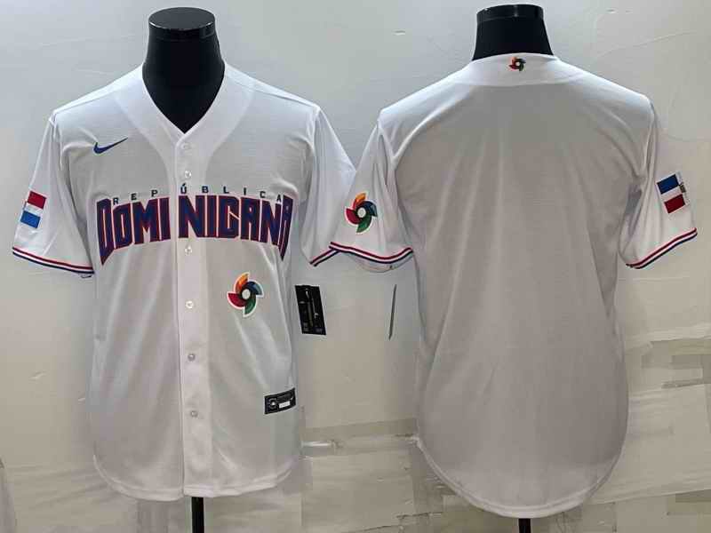 Men's Dominican Republic Baseball 2023 White World Baseball With Patch Classic Stitched Jersey