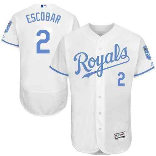 Royals #2 Alcides Escobar White Flexbase Authentic Collection 2016 Father's Day Stitched MLB Jersey