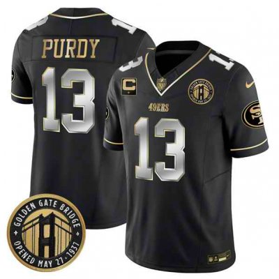 Men's San Francisco 49ers #13 Brock Purdy Black F.U.S.E. Golden Gate Bridge With 1-Star C Patch Vapor Limited Stitched Football Jersey