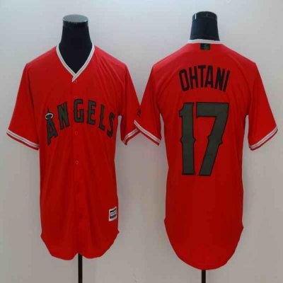 Men's MLB Los Angeles Angels #17 Shohei Ohtani Red 2018 Memorial Day Cool Base Stitched Jersey