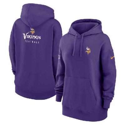 Women's Minnesota Vikings Purple Sideline Club Fleece Pullover Hoodie(Run Small)