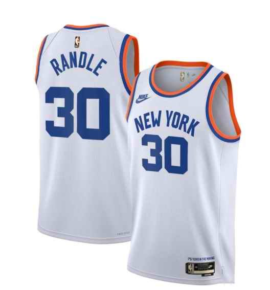 Men's New Yok Knicks #30 Julius Randle 2021/2022 White City Edition Stitched Jersey