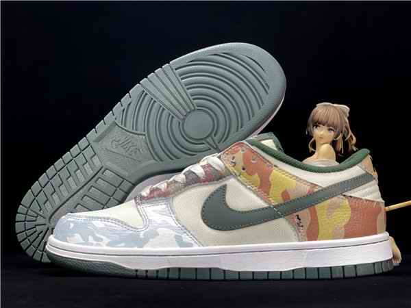 Men's Dunk Low SB White/Green Shoes 0139