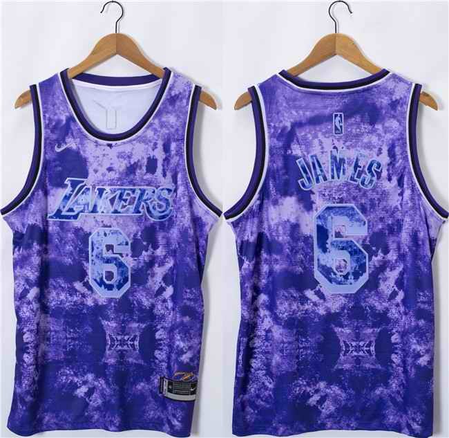 Men's Los Angeles Lakers #6 LeBron James 2023 Purple Stitched Basketball Jersey