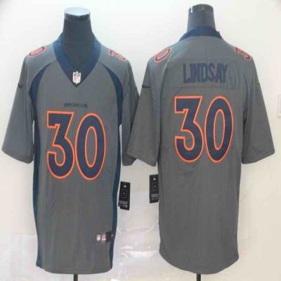 Men's Denver Broncos #30 Phillip Lindsay Gray Inverted Legend Stitched NFL Jersey