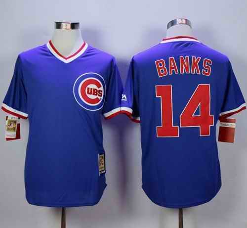 Cubs #14 Ernie Banks Blue Cooperstown Stitched MLB Jersey