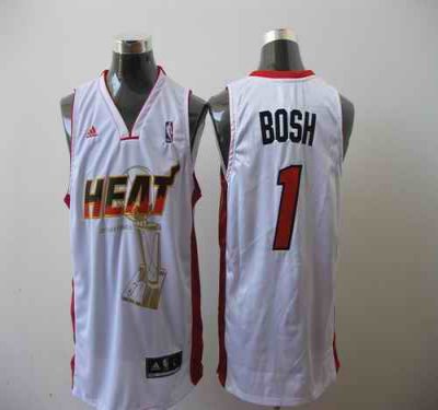 Heat 2011 Championship #1 Chris Bosh White Stitched NBA Jersey