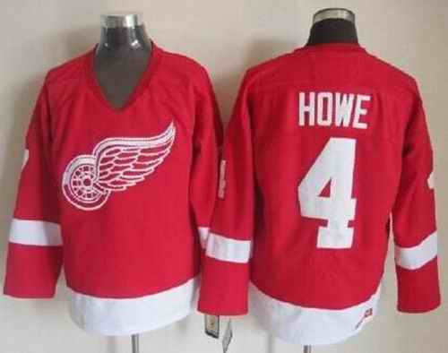 Red Wings #4 Gordie Howe Red CCM Throwback Stitched NHL Jersey