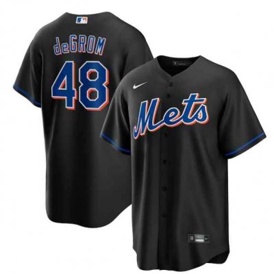 Men's New York Mets #48 Jacob deGrom 2022 Black Cool Base Stitched Baseball Jersey