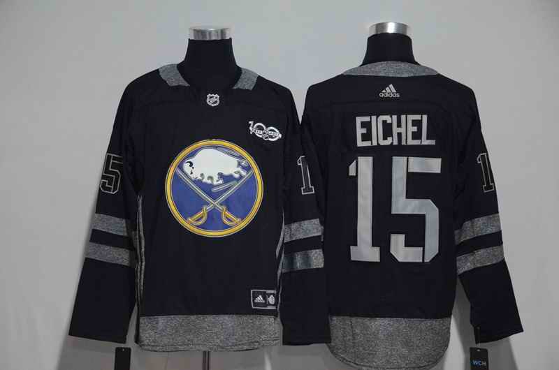 Buffalo Sabres #15 Jack Eichel Black Men's 1917-2017 100th  Anniversary   Stitched NHL Jersey