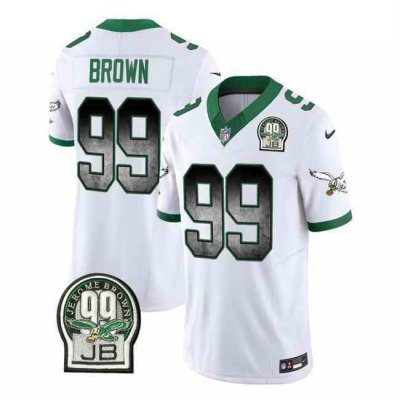 Men's Philadelphia Eagles #99 Jerome Brown White 2023 F.U.S.E. Throwback Vapor Untouchable Limited Stitched Football Jersey