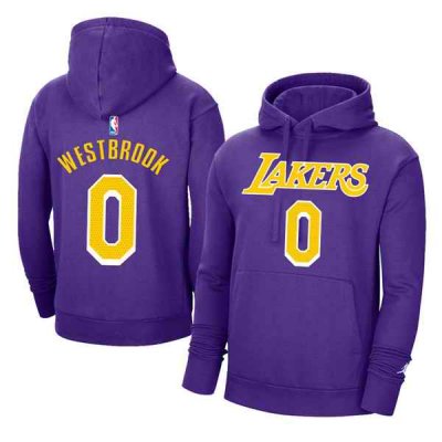 Men's Los Angeles Lakers #0 Russell Westbrook 2021 Purple Pullover Hoodie