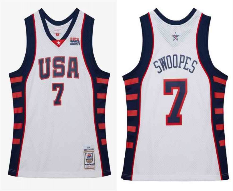 Men's Team USA #7 Sheryl Swoopes White 2024 Stitched Jersey