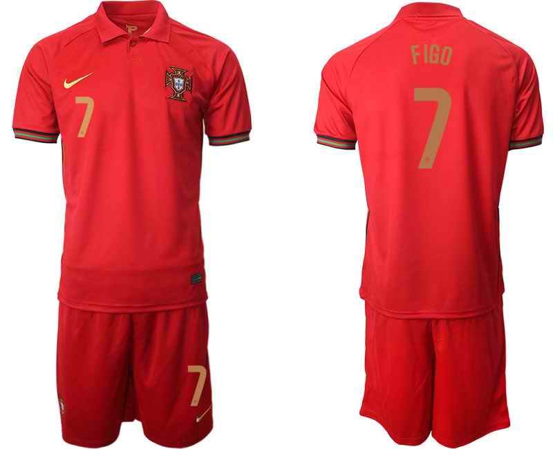 Portugal #7 Figo Home Kid Soccer Country Jersey