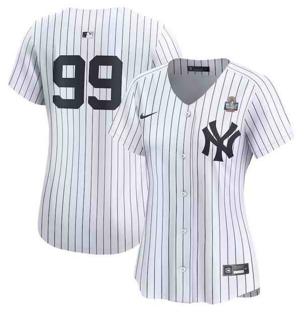 Women's New York Yankees #99 Aaron Judge White 2024 World Series Limited Stitched Baseball Jersey(Run Small)