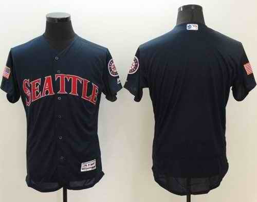 Mariners Blank Navy Blue Fashion Stars & Stripes Flexbase Authentic Stitched MLB Jersey