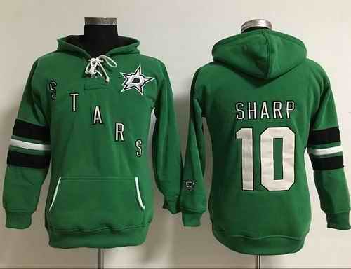 Dallas Stars #10 Patrick Sharp Green Women's Old Time Heidi Hoodie NHL Hoodie