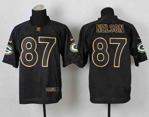 Nike Packers #87 Jordy Nelson Black Gold No. Fashion Men's Stitched NFL Elite Jersey