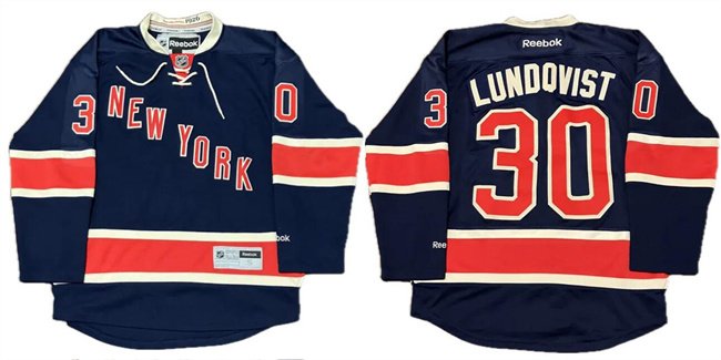 Men's New York Rangers #30 Henrik Lundqvist Navy Stitched Hockey Jersey