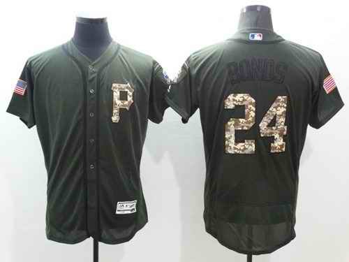 Pirates #24 Barry Bonds Green Flexbase Authentic Collection Salute to Service Stitched MLB Jersey