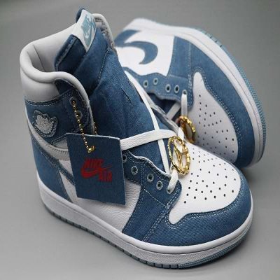 Men's Running Weapon Air Jordan 1 Blue/White Shoes 0235