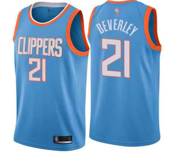 Men's Los Angeles Clippers #21 Patrick Beverley Blue City Edition Stitched Jersey