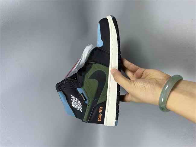 Men's Running Weapon Air Jordan 1 Black/Green/Blue Shoes 0655