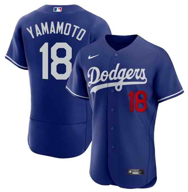 Men's Los Angeles Dodgers #18 Yoshinobu Yamamoto Royal 2023 Flex Base Stitched Baseball Jersey