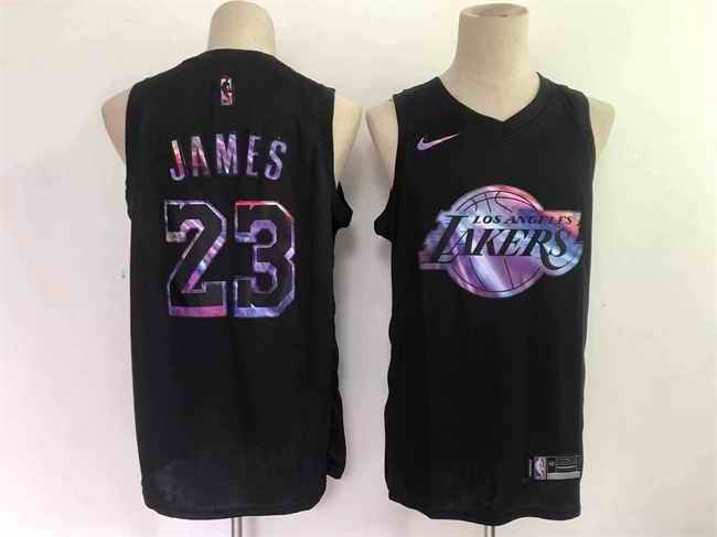 Men's Los Angeles Lakers #23 LeBron James Black Stitched Basketball Jersey