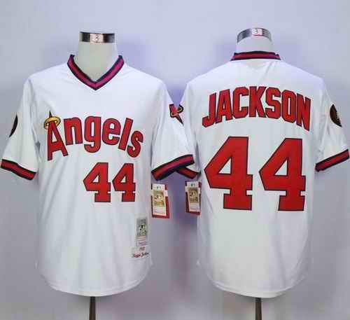 Mitchell and Ness Angels of Anaheim #44 Reggie Jackson White Stitched MLB Jersey