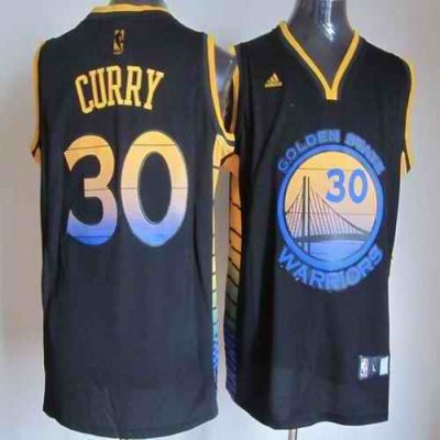 Warriors #30 Stephen Curry Black Vibe Stitched NBA Jersey