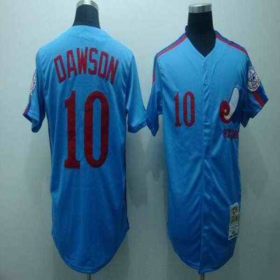 Mitchell and Ness Expos #10 Andre Dawson Stitched Blue Throwback MLB Jersey