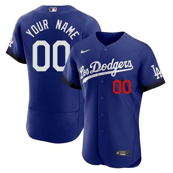 Men's Los Angeles Dodgers Customized Royal 2021 City Connect  Flex Base Stitched Jersey