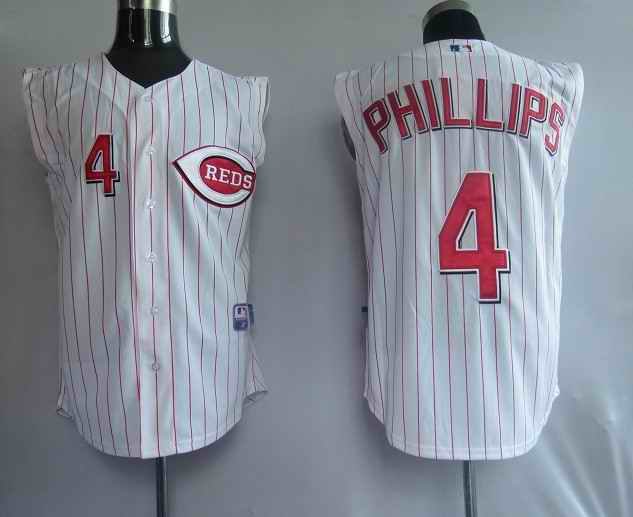 Reds #4 Brandon Phillips White Vest Style Stitched MLB Jersey