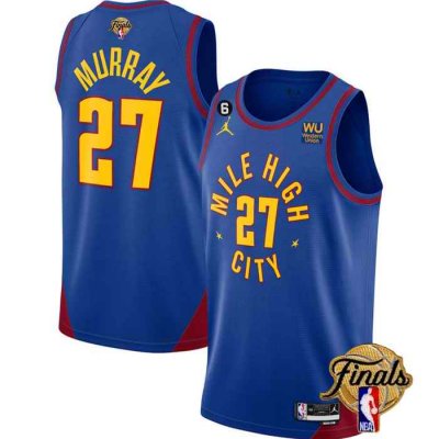 Men's Denver Nuggets #27 Jamal Murray Blue 2023 Finals Statement Edition With NO.6 Patch Stitched Basketball Jersey