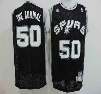 Spurs #50 David Robinson Black The Admiral Nickname Stitched NBA Jersey